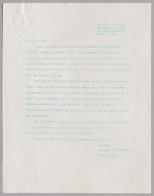 Primary view of object titled '[Letter from Rhoda Thompson, April 6, 1964]'.