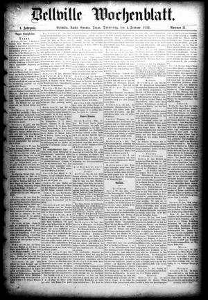 Primary view of object titled 'Bellville Wochenblatt. (Bellville, Tex.), Vol. 1, No. 21, Ed. 1 Thursday, February 4, 1892'.