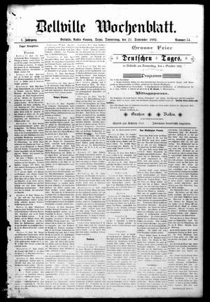 Primary view of object titled 'Bellville Wochenblatt. (Bellville, Tex.), Vol. 1, No. 54, Ed. 1 Thursday, September 22, 1892'.