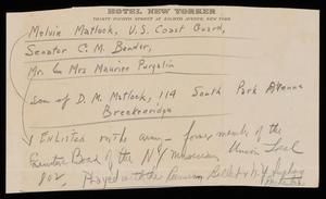 Primary view of object titled '[Information on Melvin Matlock]'.
