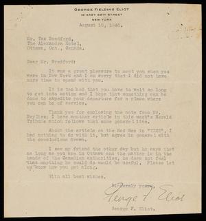 Primary view of object titled '[Letter from George F. Eliot to Alex Bradford, August 10, 1940]'.