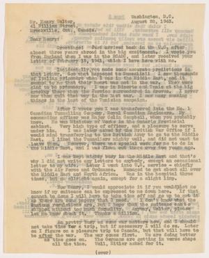 Primary view of object titled '[Letter from Henry Walter to Alex Bradford - August 28, 1943]'.
