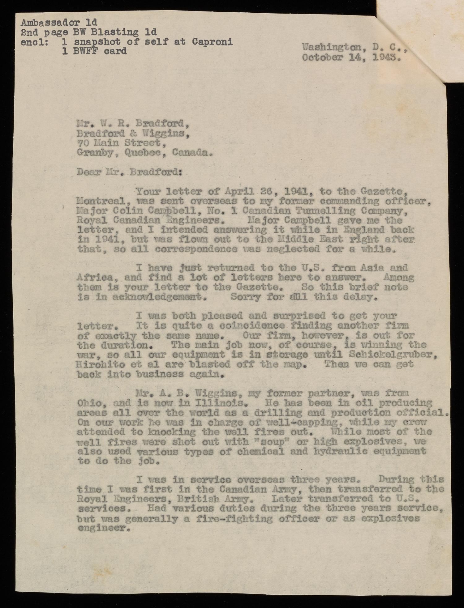 [Correspondence between W. R. Bradford and Alex Bradford - April 1941-October 1943]
                                                
                                                    [Sequence #]: 3 of 4
                                                