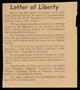 Primary view of [Clipping: Letter of Liberty]