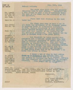 Primary view of object titled '[Correspondence Between Alex Bradford and Lowell Mellett - July-December 1944]'.