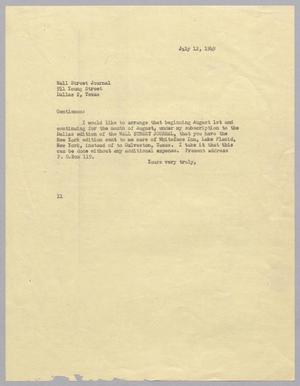 Primary view of object titled '[Letter from Isaac H. Kempner to the Wall Street Journal, July 12, 1949]'.