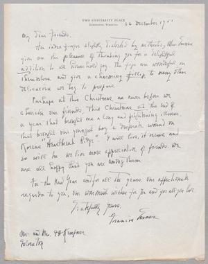 Primary view of object titled '[Letter from Francis Gaines to Mr. and Mrs. I. H. Kempner, December 26, 1951]'.