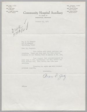 Primary view of object titled '[Letter from O'Bion P. Gatz to Mr. I. H. Kempner, October 26, 1951]'.