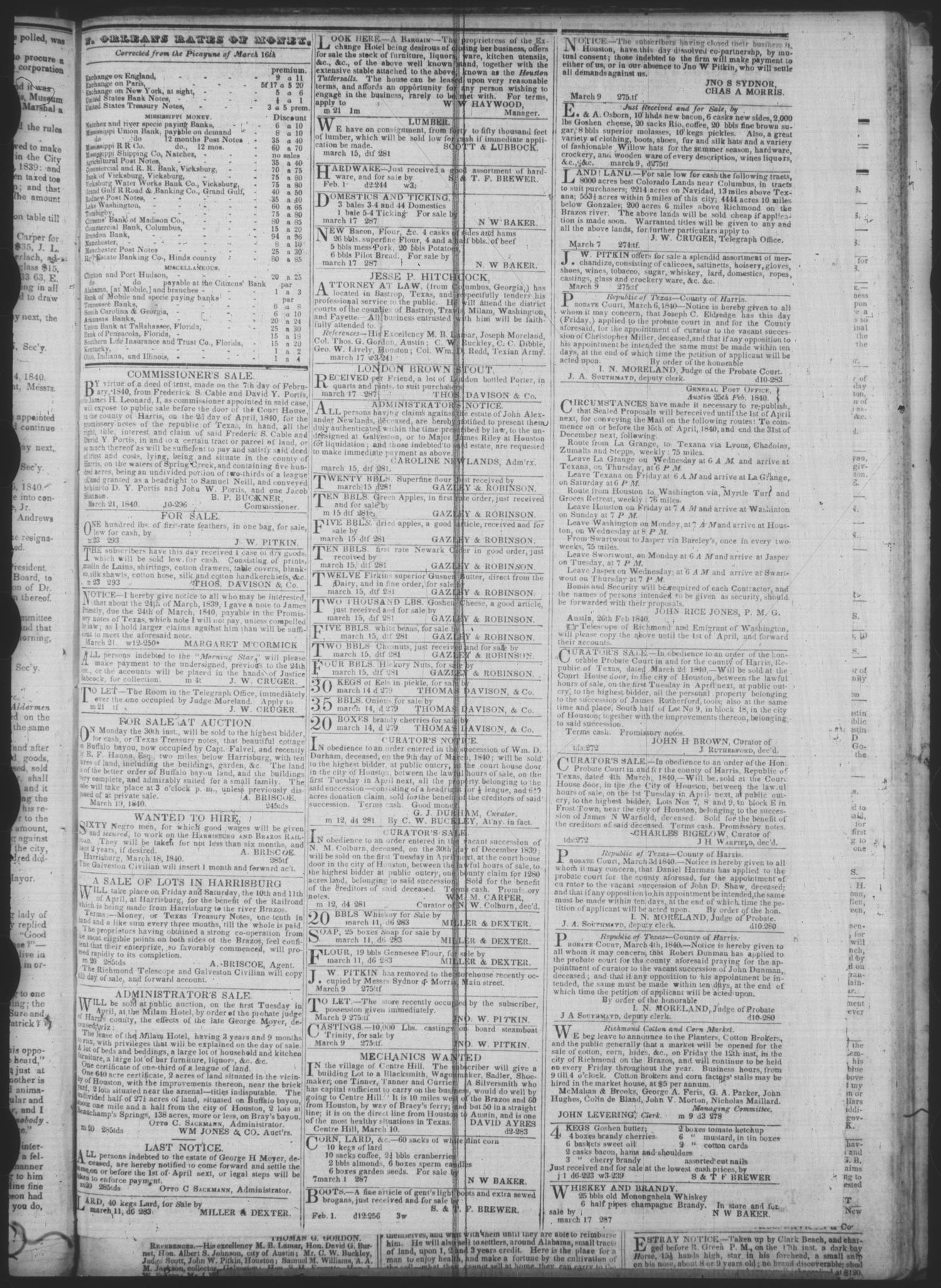 The Morning Star. (Houston, Tex.), Vol. 1, No. 286, Ed. 1 Saturday, March 21, 1840
                                                
                                                    [Sequence #]: 7 of 8
                                                