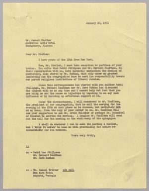 Primary view of object titled '[Letter from I. H. Kempner to Samuel Kreiter, January 20, 1951]'.