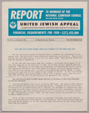 Primary view of object titled 'Report to Members of the National Campaign Council, Volume 5, Number 19, October 1950'.