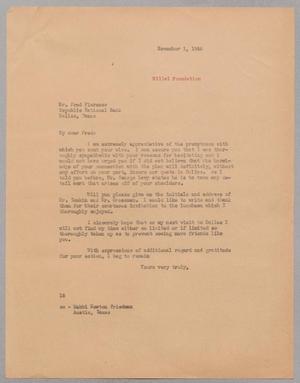 Primary view of object titled '[Letter from I. H. Kempner to Fred F.  Florence, November 1, 1944]'.