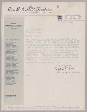 Primary view of object titled '[Letter from Rabbi Newton J. Friedman to I. H. Kempner, March 13, 1945]'.