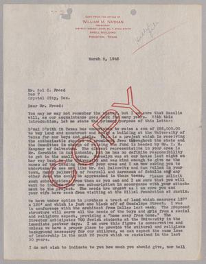 Primary view of object titled '[Copy of Letter from William M. Nathan to Sol. C. Freed, March 5, 1945]'.