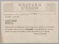 Letter: [Telegram from Henrietta and I. H. Kempner to Eugene Westheimer, Nove…