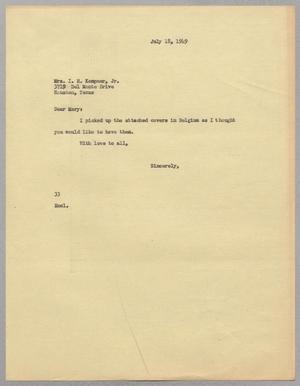 Primary view of [Letter from Harris Leon Kempner to Mary Josephine Kempner, July 18, 1949]