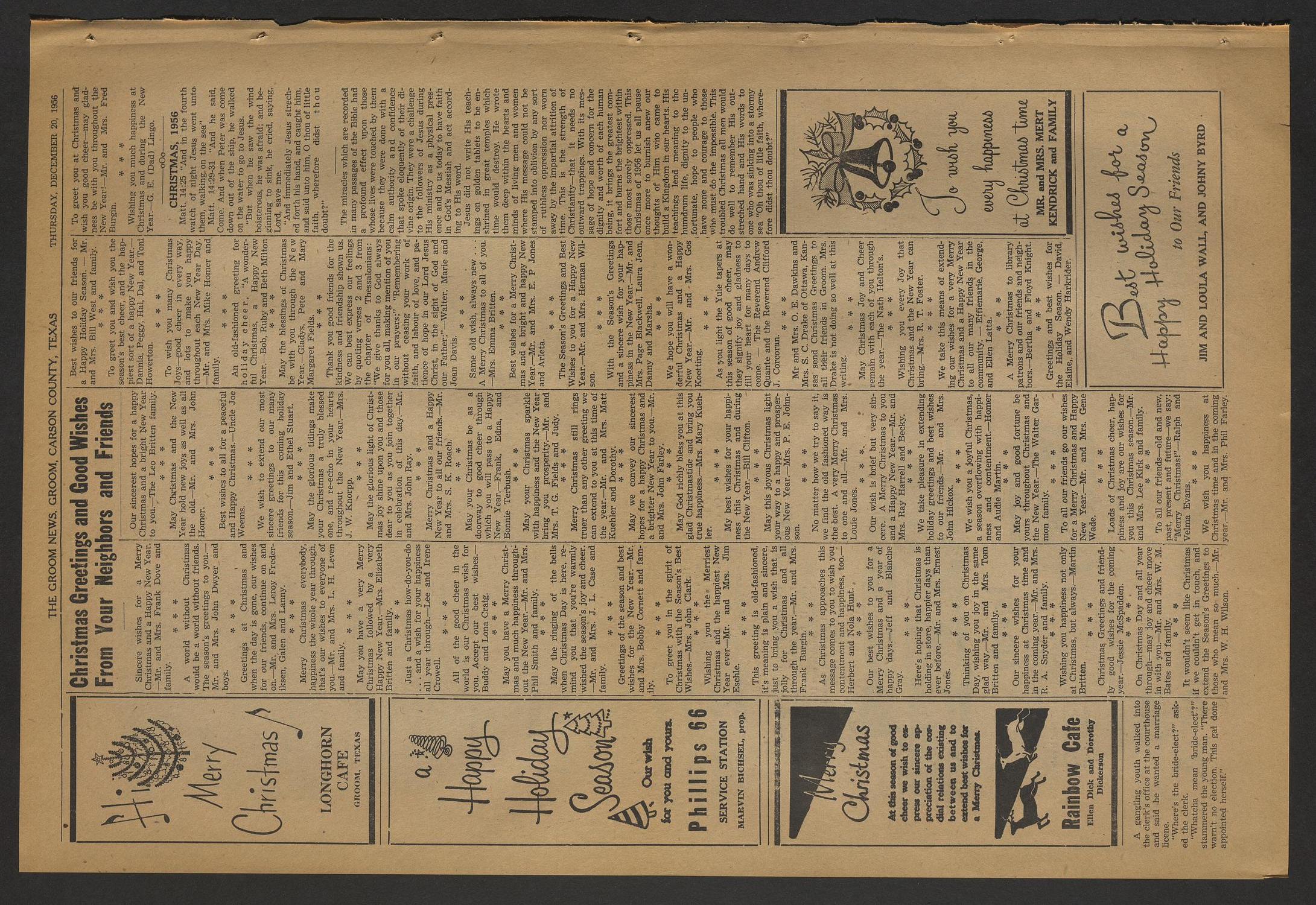 The Groom News (Groom, Tex.), Vol. 31, No. 42, Ed. 1 Thursday, December 20, 1956
                                                
                                                    [Sequence #]: 4 of 12
                                                