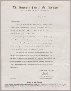 Primary view of [Letter from Frank B. Nussbaum, May 11, 1956]
