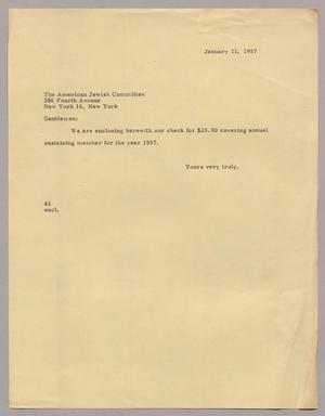 Primary view of object titled '[Letter from A. H. Blackshear, Jr., January 11, 1957]'.