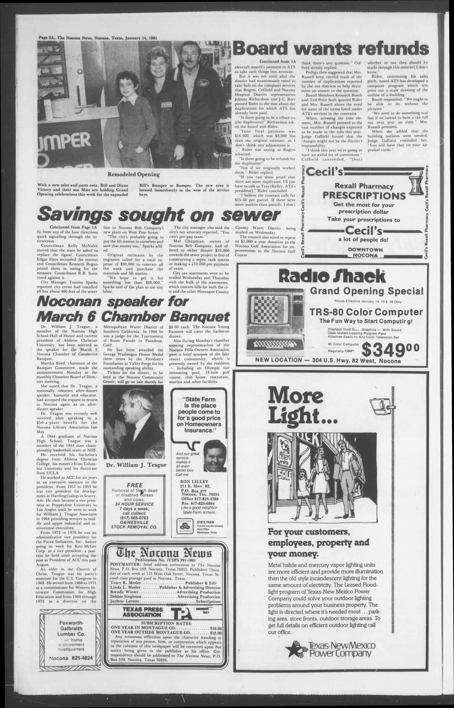 The Nocona News (Nocona, Tex.), Vol. 77, No. 34, Ed. 1 Thursday, January 14, 1982
                                                
                                                    [Sequence #]: 2 of 16
                                                