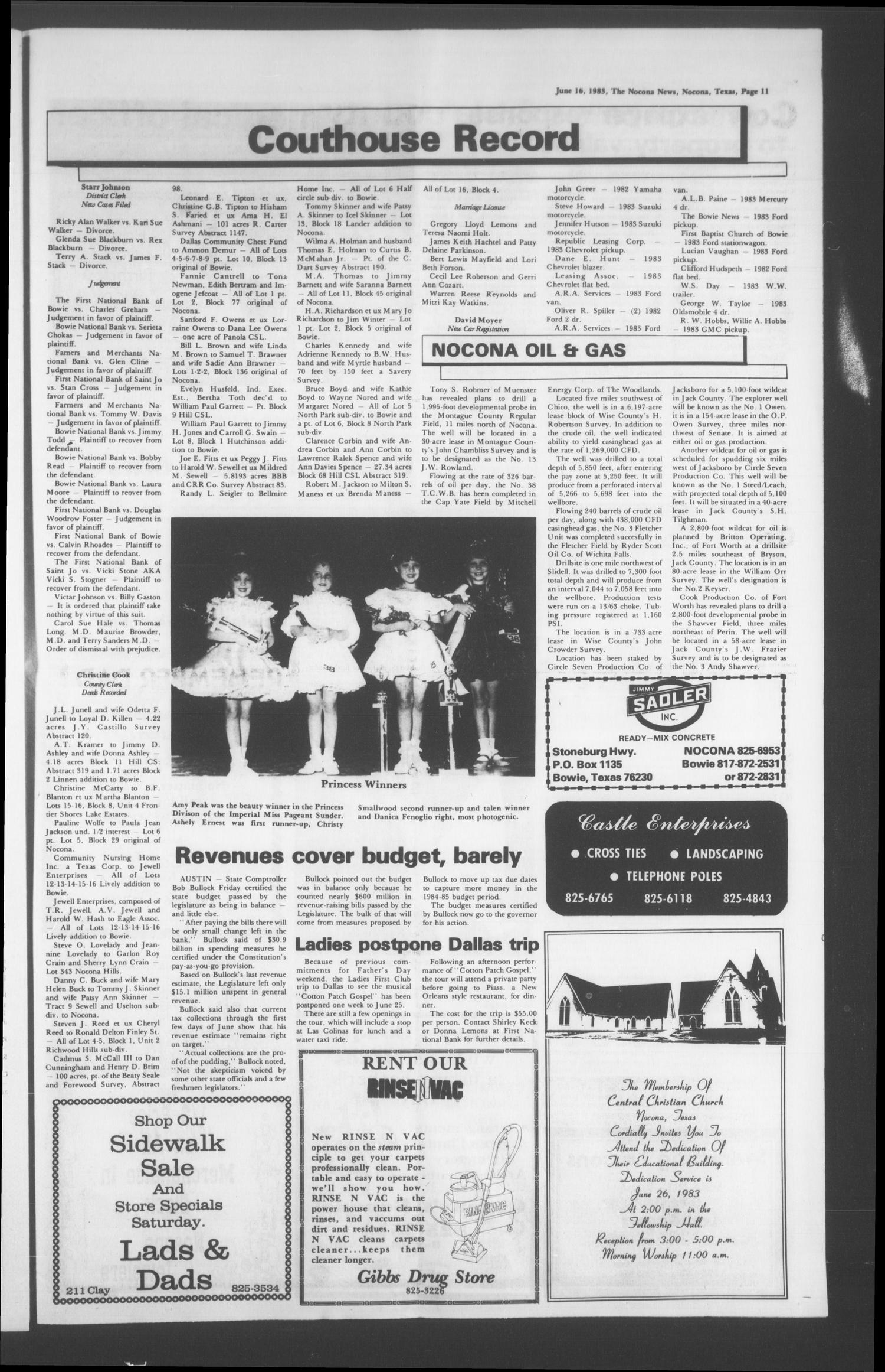 The Nocona News (Nocona, Tex.), Vol. 78, No. 3, Ed. 1 Thursday, June 16, 1983
                                                
                                                    [Sequence #]: 11 of 16
                                                