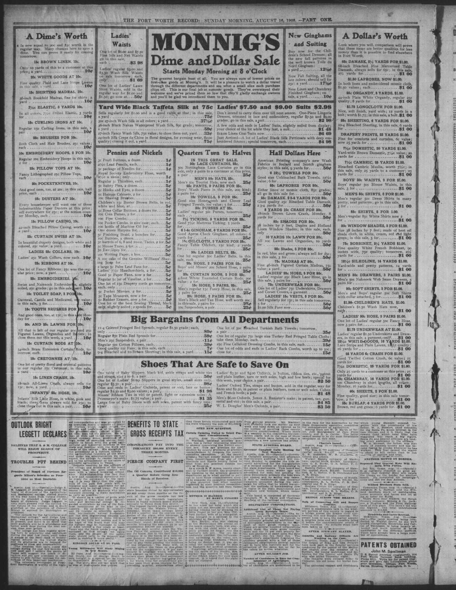 The Fort Worth Record and Register (Fort Worth, Tex.), Vol. 12, No. 305, Ed. 1 Sunday, August 16, 1908
                                                
                                                    [Sequence #]: 2 of 32
                                                