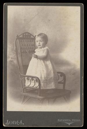 Primary view of object titled '[Portrait of a Child Standing on a Wicker Chair]'.