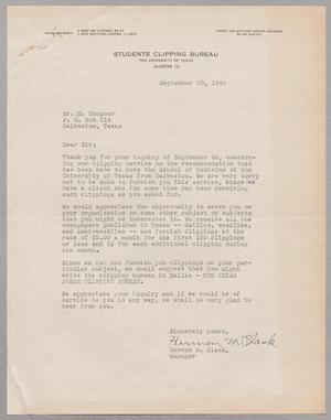 Primary view of object titled '[Letter from Hermon M. Black to I. H. Kempner, September 28, 1944]'.