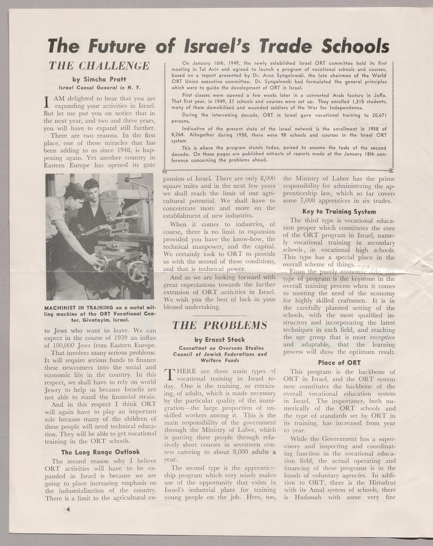 ORT Bulletin: Organization for Rehabilitation Through Training, January- February 1959
                                                
                                                    4
                                                