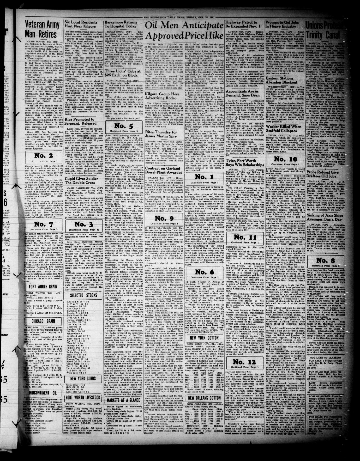 Henderson Daily News (Henderson, Tex.), Vol. 11, No. 188, Ed. 1 Friday, October 24, 1941
                                                
                                                    [Sequence #]: 3 of 8
                                                