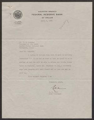 Primary view of object titled '[Letter from J. L. Cook to I. H. Kempner - April 2, 1956]'.