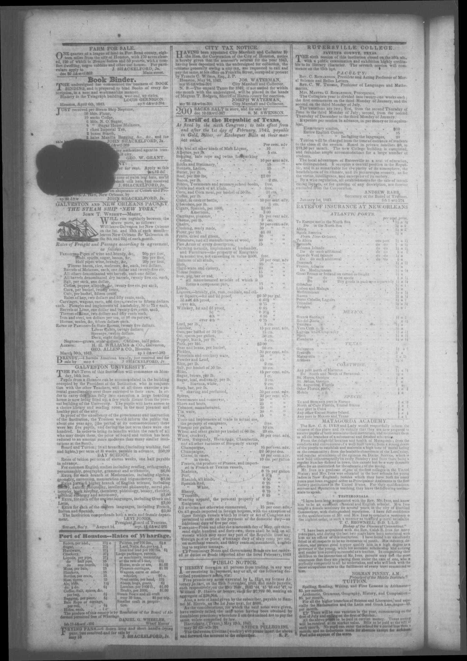 The Morning Star. (Houston, Tex.), Vol. 5, No. 512, Ed. 1 Tuesday, June 13, 1843
                                                
                                                    [Sequence #]: 4 of 4
                                                