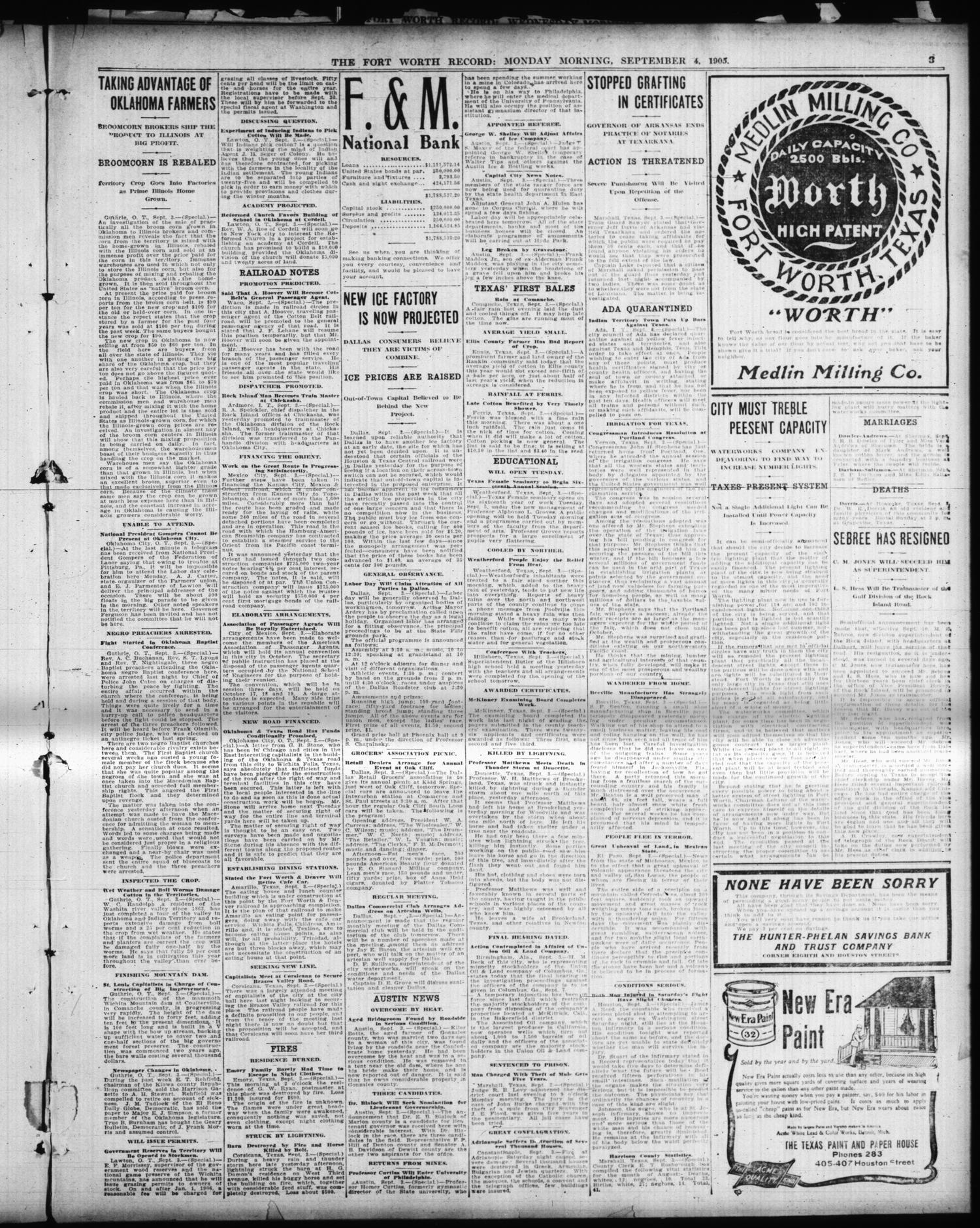 The Fort Worth Record and Register (Fort Worth, Tex.), Vol. 9, No. 324, Ed. 1 Monday, September 4, 1905
                                                
                                                    [Sequence #]: 3 of 8
                                                