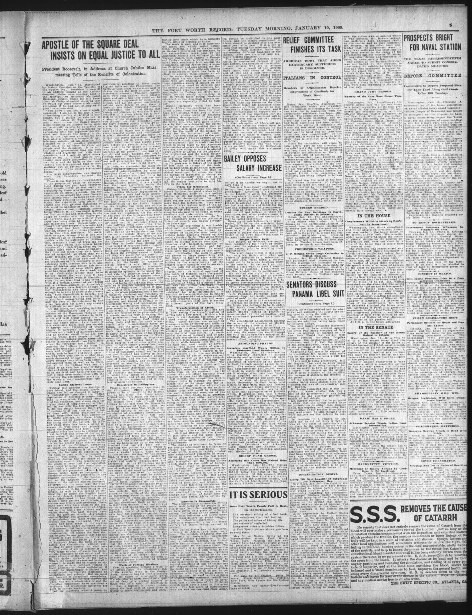 The Fort Worth Record and Register (Fort Worth, Tex.), Vol. 13, No. 96, Ed. 1 Tuesday, January 19, 1909
                                                
                                                    [Sequence #]: 5 of 12
                                                