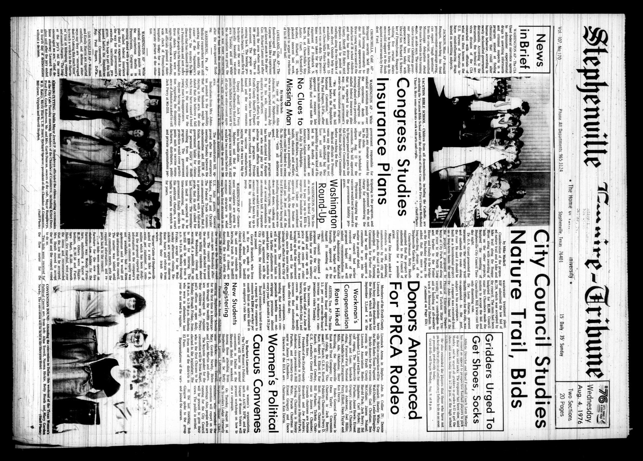 Stephenville Empire-Tribune (Stephenville, Tex.), Vol. 107, No. 170, Ed. 1 Wednesday, August 4, 1976
                                                
                                                    [Sequence #]: 1 of 16
                                                