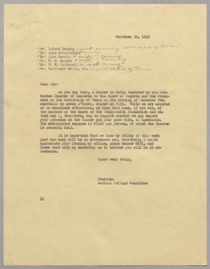 Primary view of object titled '[Letter from I. H. Kempner to members of Sealy-Smith Foundation, November 30, 1949]'.