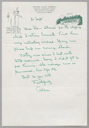 Primary view of object titled '[Letter from Allen Kimberly to Ike Kempner, September 21, 1954]'.