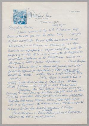 Primary view of object titled '[Handwritten Letter from I. H. Kempner to Harris Leon Kempner, August 23, 1954]'.