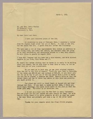 Primary view of object titled '[Letter from I. H. Kempner to Mr. and Mrs. David Weston, March 5, 1954]'.