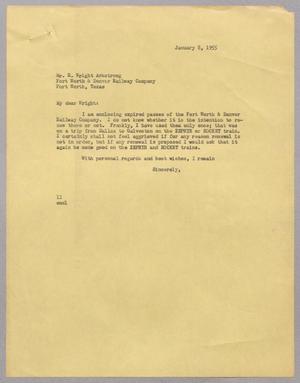 Primary view of object titled '[Letter from Isaac H. Kempner to R. Wright Armstrong, January 8, 1955]'.