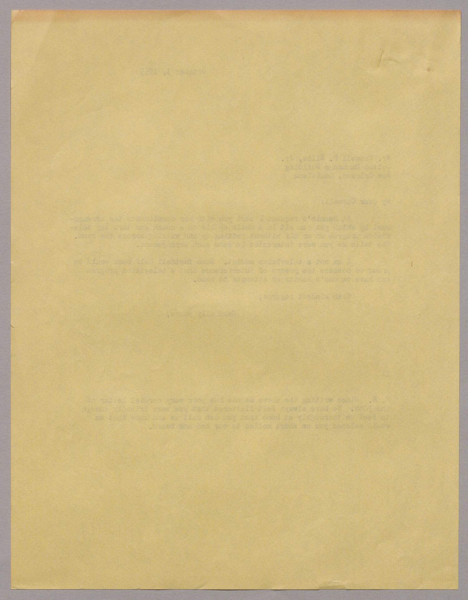 [Letter from I. H. Kempner to Mr. Caswell P. Ellis, October 3, 1955]
                                                
                                                    [Sequence #]: 2 of 2
                                                