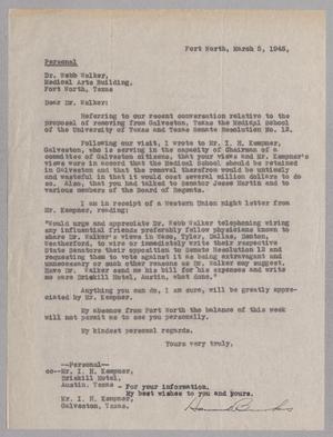 Primary view of object titled '[Letter from Howard Brooks to Webb Walker, March 5, 1945]'.