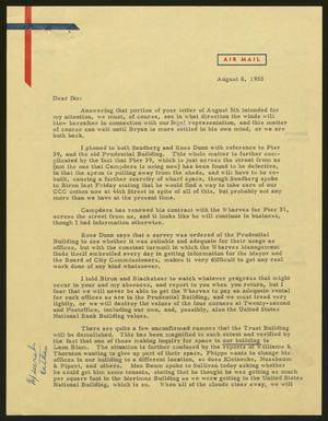 Primary view of object titled '[Letter from Harris Leon Kempner to I. H. Kempner, August 8, 1955]'.