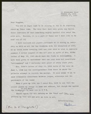Primary view of object titled '[Letter from Rhoda Reigeluth to I. H. Kempner, January 17, 1955]'.