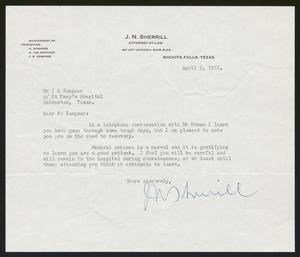 Primary view of object titled '[Letter from J. N. Sherrill to I. H. Kempner, April 2, 1955]'.