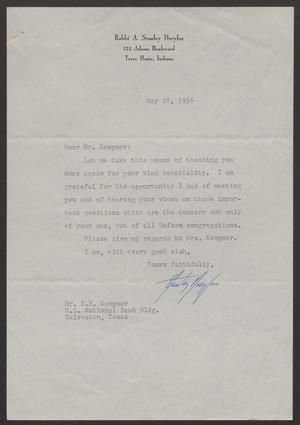 Primary view of object titled '[Letter from Rabbi A. Stanley Dreyfus to I. H. Kempner - May 28th, 1956]'.