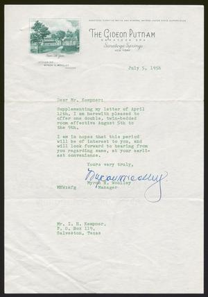 Primary view of object titled '[Letter from Myron H. Wooley to I. H. Kempner - July 5, 1956]'.