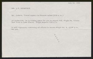 Primary view of object titled '[Memorandum from Penny to I. H. Kempner, July 12, 1956]'.