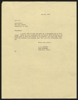 Primary view of object titled '[Letter from Isaac H. Kempner to Bissinger's, May 31, 1962]'.