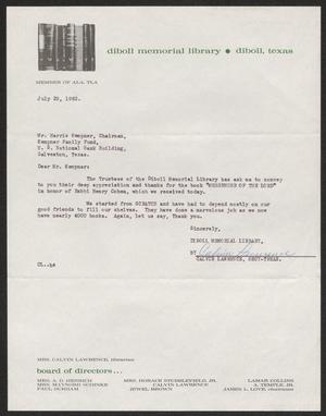 Primary view of object titled '[Letter from Calvin Lawrence to Harris Leon Kempner, July 29, 1963]'.